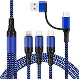 5 in 1 3A USB + USB-C / Type-C to 8 Pin + Micro USB + USB-C / Type-C Interface Two-color Braided Fast Charging Data Cable, Cable Length: 1.2m