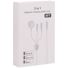 Load image into Gallery viewer, 3 in 1 USB-C / Type-C to 8 Pin + USB-C / Type-C + Magnetic Watch Wireless Charger Data Cable, Cable Length: 1.2m