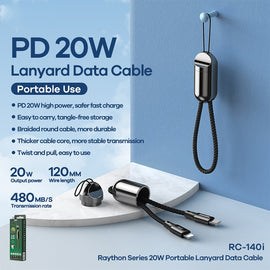 REMAX RC-140i Thor Series PD 20W USB-C / Type-C to 8 Pin Portable Lanyard Data Cable, Cable Length: 1.2m