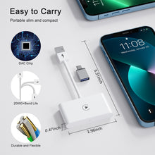 Load image into Gallery viewer, USB + USB-C / Type-C Wired to Wireless Carplay Adapter for iPhone, White Rectangle