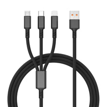 Load image into Gallery viewer, Braided 3A 3 in 1 USB to Type-C / 8 Pin / Micro USB Fast Charging Cable, Cable Length: 1.2m