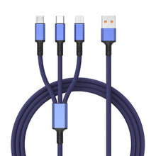 Load image into Gallery viewer, Braided 3A 3 in 1 USB to Type-C / 8 Pin / Micro USB Fast Charging Cable, Cable Length: 1.2m