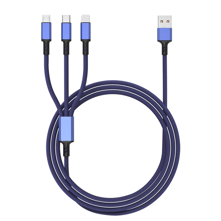 Braided 3A 3 in 1 USB to Type-C / 8 Pin / Micro USB Fast Charging Cable, Cable Length: 1.2m