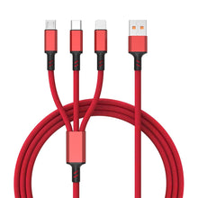 Load image into Gallery viewer, Braided 3A 3 in 1 USB to Type-C / 8 Pin / Micro USB Fast Charging Cable, Cable Length: 1.2m