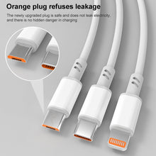 Load image into Gallery viewer, 3A 3 in 1 USB to Type-C / 8 Pin / Micro USB Fast Charging Cable, Cable Length: 1.2m
