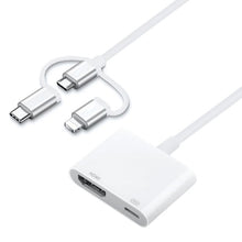 Load image into Gallery viewer, A18 Pro 3 in 1 8 Pin + Type-C + Micro USB to HDMI + 8 Pin Digital AV Adapter