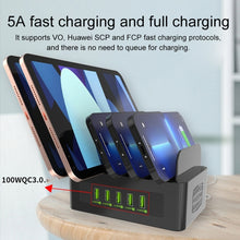 Load image into Gallery viewer, YFY-A54 100W USB + Type-C 5-Ports Smart Charging Station with Phone &amp; Tablet Stand, US Plug