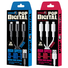 Load image into Gallery viewer, WEKOME WDC-02 Tidal Energy Series 3A USB to 8 Pin+Type-C+Micro USB 3 in 1 PVC Data Cable, Length: 1.2m