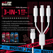 Load image into Gallery viewer, WEKOME WDC-02 Tidal Energy Series 3A USB to 8 Pin+Type-C+Micro USB 3 in 1 PVC Data Cable, Length: 1.2m