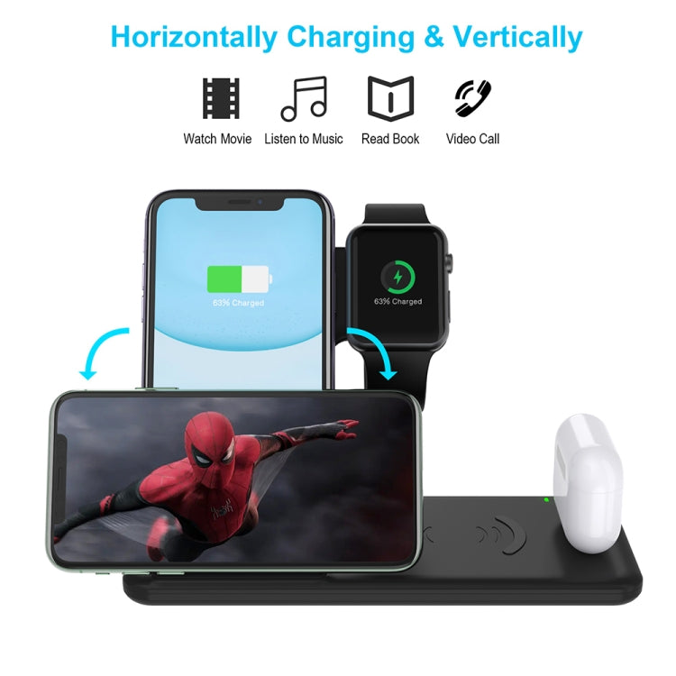 Q20 4 In 1 Wireless Charger Charging Holder Stand Station For iPhone / Apple Watch / AirPods, Support Dual Phones Charging