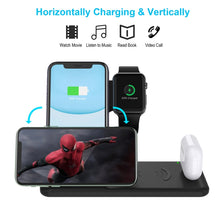 Load image into Gallery viewer, Q20 4 In 1 Wireless Charger Charging Holder Stand Station For iPhone / Apple Watch / AirPods, Support Dual Phones Charging