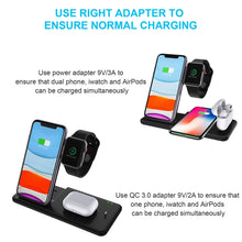 Load image into Gallery viewer, Q20 4 In 1 Wireless Charger Charging Holder Stand Station with Adapter For iPhone / Apple Watch / AirPods, Support Dual Phones Charging