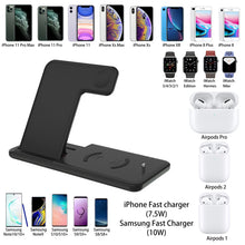 Load image into Gallery viewer, Q20 4 In 1 Wireless Charger Charging Holder Stand Station with Adapter For iPhone / Apple Watch / AirPods, Support Dual Phones Charging