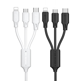 WK WDC-103 3A 3 In 1 8 Pin + Micro USB + Type-C / USB-C Fullspeed Pro Charging Data Cable, Length: 1.15m
