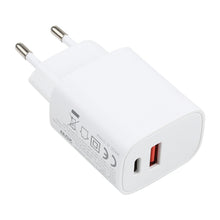 Load image into Gallery viewer, T087 20W USB-C / Type-C + USB Ports Fast Charging Travel Charger, EU Plug, EU Plug