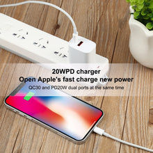 Load image into Gallery viewer, U087 20W USB-C / Type-C + USB Ports Fast Charging Travel Charger, US Plug, US Plug
