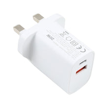 Load image into Gallery viewer, E087 20W USB-C / Type-C + USB Ports Fast Charging Travel Charger, UK Plug, UK Plug