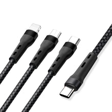 Load image into Gallery viewer, 100W 6A Type-C to 8 Pin+Type-C+Micro USB Charging Data Cable, 1.3m