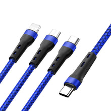 Load image into Gallery viewer, 100W 6A Type-C to 8 Pin+Type-C+Micro USB Charging Data Cable, 1.3m
