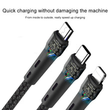 Load image into Gallery viewer, 100W 6A Type-C to 8 Pin+Type-C+Micro USB Charging Data Cable, 1.3m