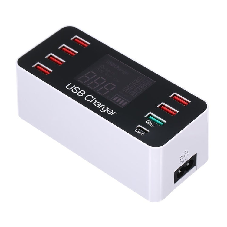 A9 Plus (Global Version) Multi-function AC 100V~240V 8 Ports USB Digital Display LCD Detachable Charging Station Smart Charger with Wireless Charger,Support QC3.0