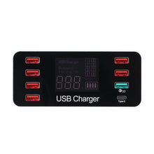 Load image into Gallery viewer, A9 Plus (Global Version) Multi-function AC 100V~240V 8 Ports USB Digital Display LCD Detachable Charging Station Smart Charger with Wireless Charger,Support QC3.0
