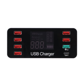 A9 Plus (Global Version) Multi-function AC 100V~240V 8 Ports USB Digital Display LCD Detachable Charging Station Smart Charger with Wireless Charger,Support QC3.0