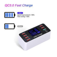 Load image into Gallery viewer, A9 Plus (Global Version) Multi-function AC 100V~240V 8 Ports USB Digital Display LCD Detachable Charging Station Smart Charger with Wireless Charger,Support QC3.0