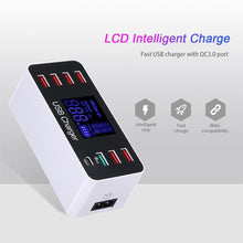Load image into Gallery viewer, A9 Plus (Global Version) Multi-function AC 100V~240V 8 Ports USB Digital Display LCD Detachable Charging Station Smart Charger with Wireless Charger,Support QC3.0