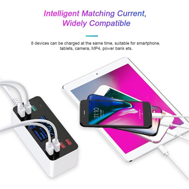 A9 Plus (Global Version) Multi-function AC 100V~240V 8 Ports USB Digital Display LCD Detachable Charging Station Smart Charger with Wireless Charger,Support QC3.0
