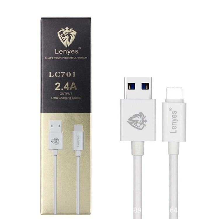 Lenyes LC701 1.5m 2.4A Output USB to 8 Pin PVC Data Sync Fast Charging Cable