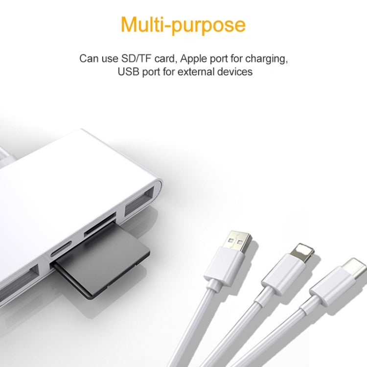 5 in 1 8 Pin + Type-C / USB-C + USB + TF Card + SD Card Multi-function Camera Reader Adapter