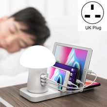 Load image into Gallery viewer, HQ-UD12 Universal 4 in 1 40W QC3.0 3 USB Ports + Wireless Charger Mobile Phone Charging Station with Mushroom Shape LED Light, Length: 1.2m, UK Plug