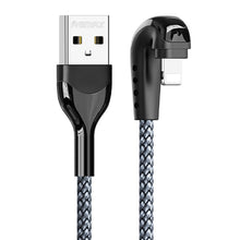 Load image into Gallery viewer, REMAX RC-177i Heymanba II 2.1A USB to 8 Pin 180 Degrees Elbow Zinc Alloy Braided Gaming Data Cable, Cable Length: 1m