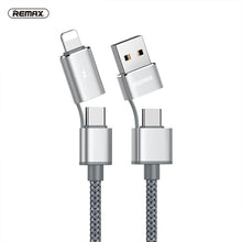 Load image into Gallery viewer, REMAX RC-020t 2.4A Aurora Series 4 in 1 8 Pin + USB +2 x Type-C Data Snyc Charging Cable, Cable Length: 1m