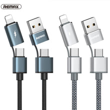 Load image into Gallery viewer, REMAX RC-020t 2.4A Aurora Series 4 in 1 8 Pin + USB +2 x Type-C Data Snyc Charging Cable, Cable Length: 1m