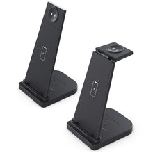 Load image into Gallery viewer, 10W 3 in 1 QC 3.0  Vertical Multi-function Wireless Charger with Stand Function, Suitable for Mobile Phones / Apple Watch / AirPods