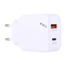 Load image into Gallery viewer, LZ-819A+C QC3.0 USB + PD 18W USB-C / Type-C Interfaces Travel Charger with Indicator Light, EU Plug