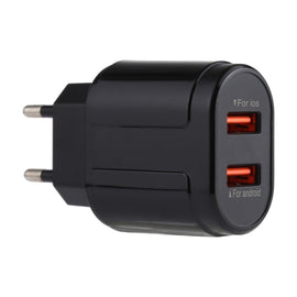 LZ-022 5V 2.4A Dual USB Ports Travel Charger, EU Plug