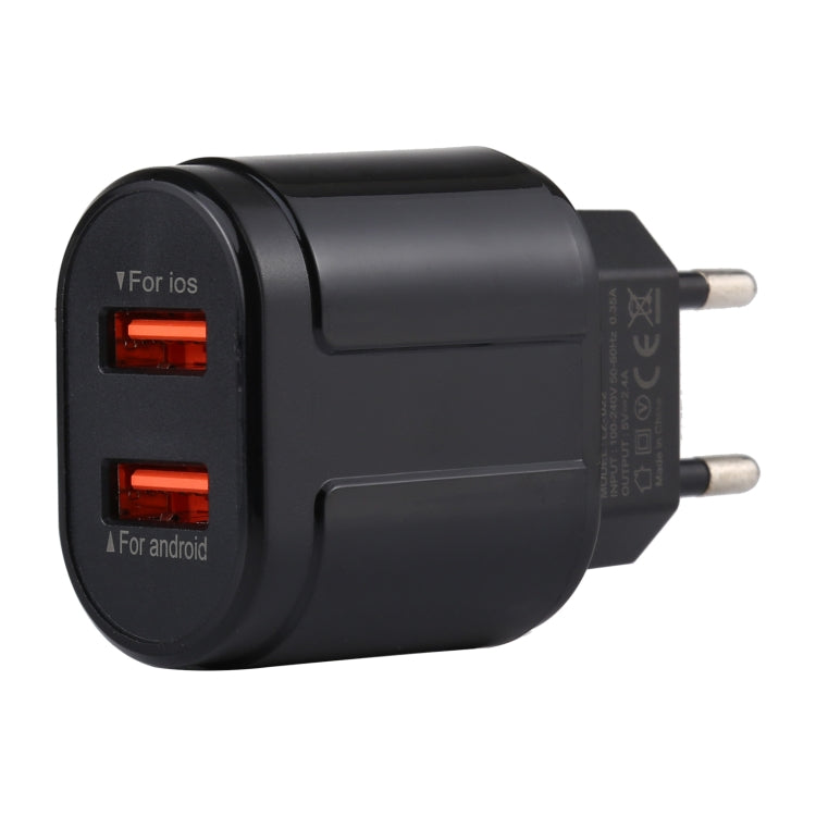 LZ-022 5V 2.4A Dual USB Ports Travel Charger, EU Plug