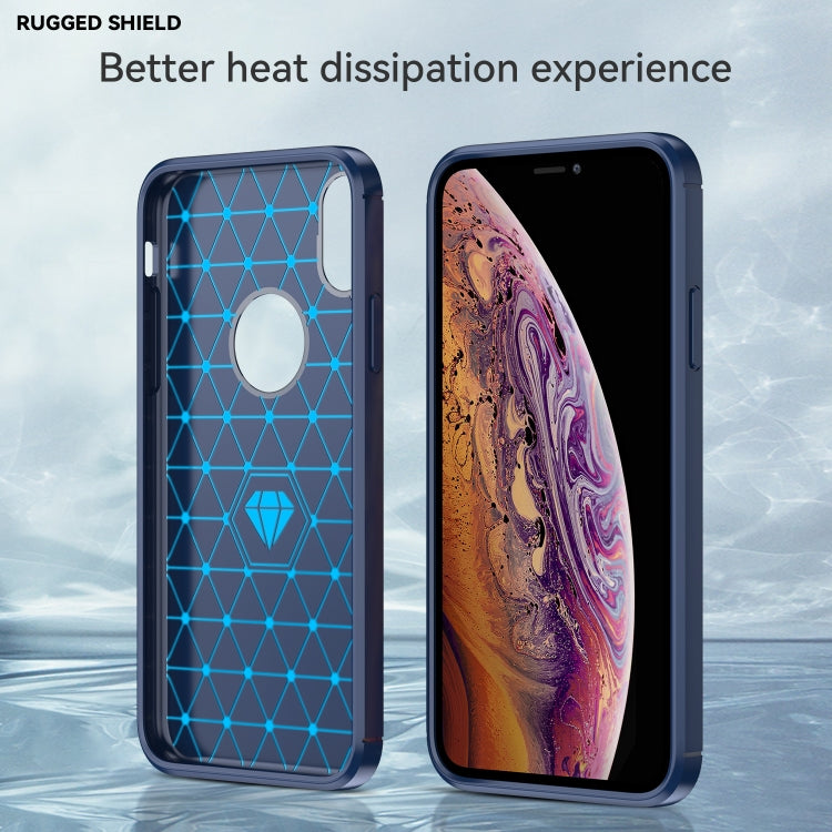 For iPhone X / XS Carbon Fiber TPU Brushed Texture Shockproof Protective Back Cover Case