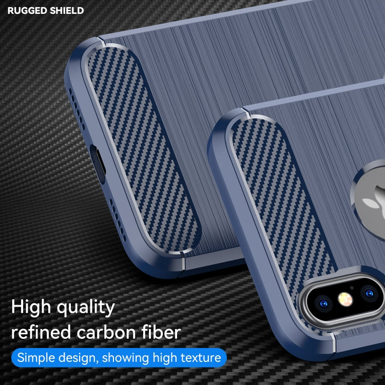 For iPhone X / XS Carbon Fiber TPU Brushed Texture Shockproof Protective Back Cover Case