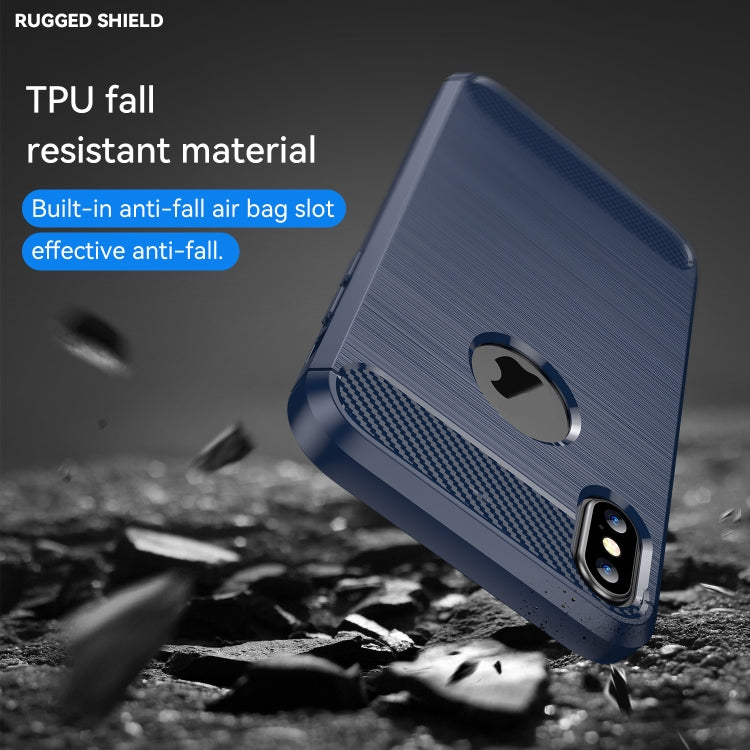 For iPhone X / XS Carbon Fiber TPU Brushed Texture Shockproof Protective Back Cover Case
