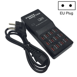 W-858 12A 12 Ports USB Fast Charging Dock Desktop Smart Charger AC100-240V, EU Plug
