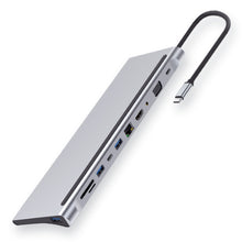 Load image into Gallery viewer, 11 in 1 RJ45 + 87W PD + SD/TF + USBx3+ HDMI + VGA + 3.5mm AUX to Type-C HUB Adapter, 11 in 1