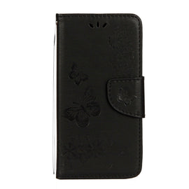 For iPhone X / XS Pressed Flowers Butterfly Pattern Horizontal Flip Leather Case with Holder & Card Slots & Wallet & Lanyard, For X