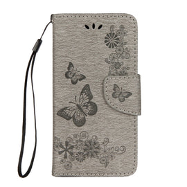 For iPhone X / XS Pressed Flowers Butterfly Pattern Horizontal Flip Leather Case with Holder & Card Slots & Wallet & Lanyard