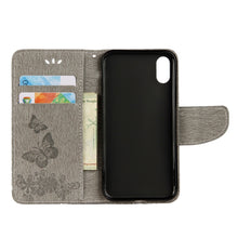 Load image into Gallery viewer, For iPhone X / XS Pressed Flowers Butterfly Pattern Horizontal Flip Leather Case with Holder &amp; Card Slots &amp; Wallet &amp; Lanyard