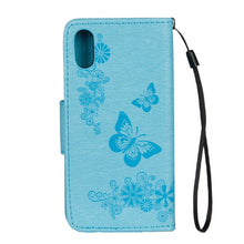 Load image into Gallery viewer, For iPhone X / XS Pressed Flowers Butterfly Pattern Horizontal Flip Leather Case with Holder &amp; Card Slots &amp; Wallet &amp; Lanyard, For X