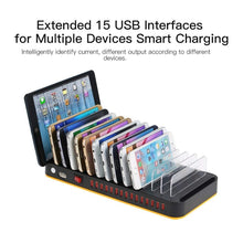 Load image into Gallery viewer, WLX-815 100W 15 Ports USB Fast Charging Dock Smart Charger with Phone &amp; Tablet Holder